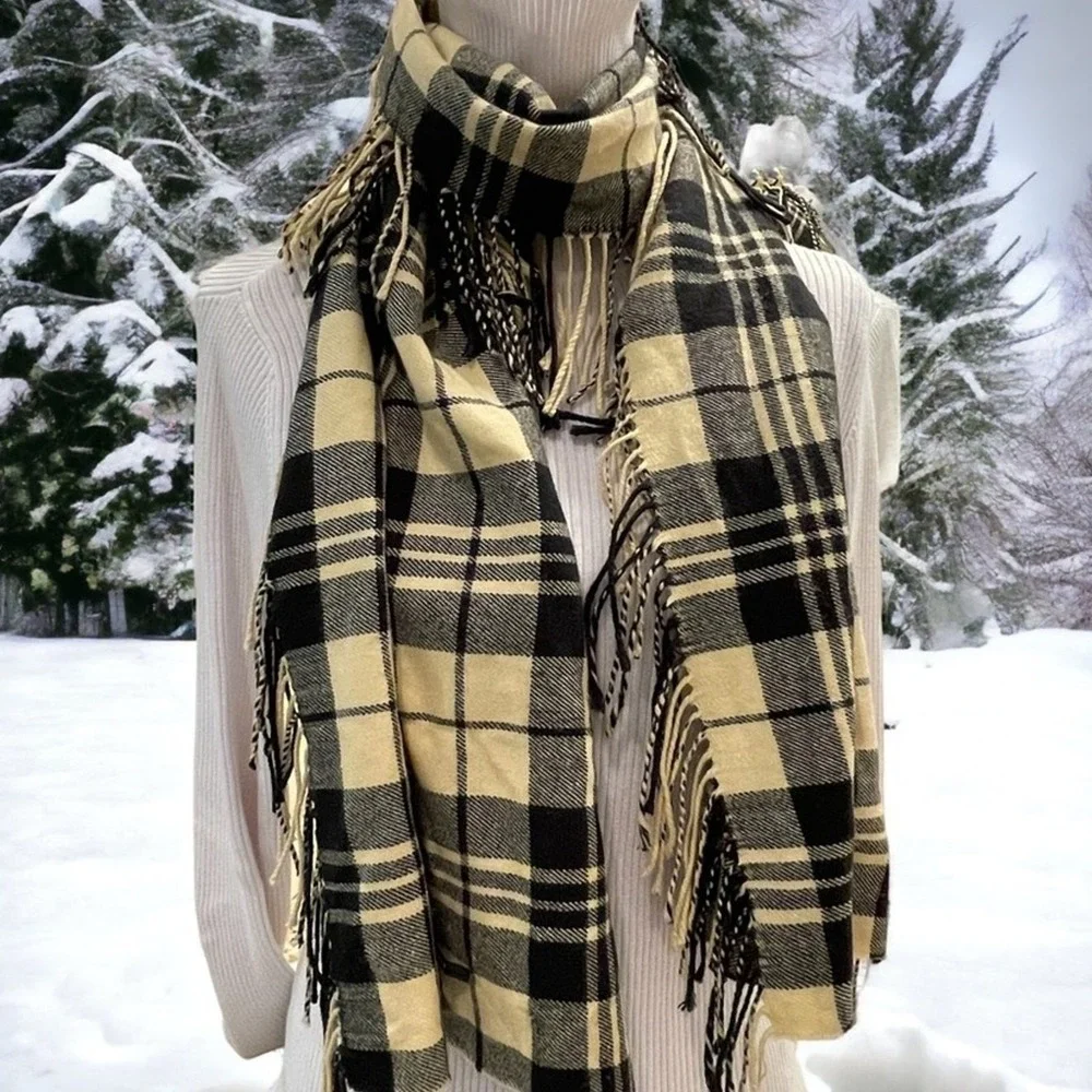 Lucky Brand Plaid Scarf‎ Womens Preppy Outdoors Layering Accessory Gorpcore
